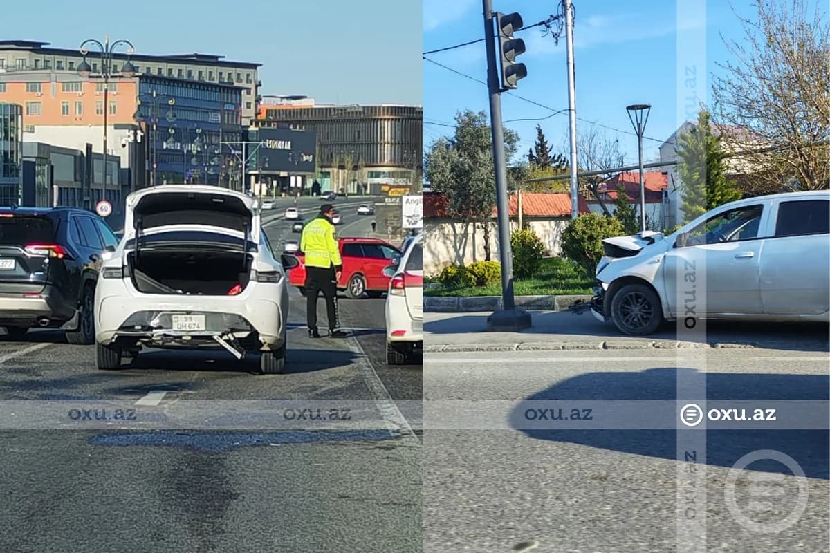 Bakıda iki avtomobil TOQQUŞUB - FOTO