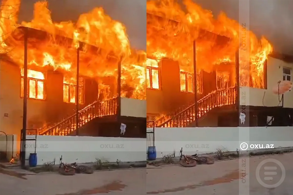 Tovuzda dəhşətli yanğın: Ev külə döndü - VİDEO