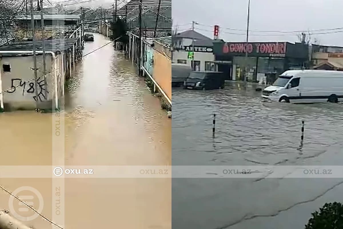 Bakıda güclü yağış fəsadlar törətdi: Bəzi əraziləri su basdı - VİDEO