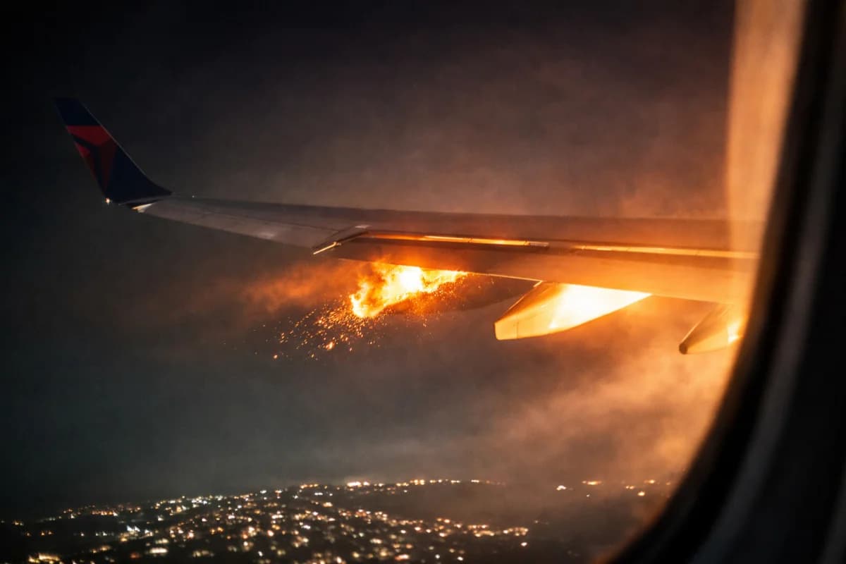 Braziliyada təyyarə havaya qalxdıqdan dərhal sonra mühərriki alışıb - VİDEO