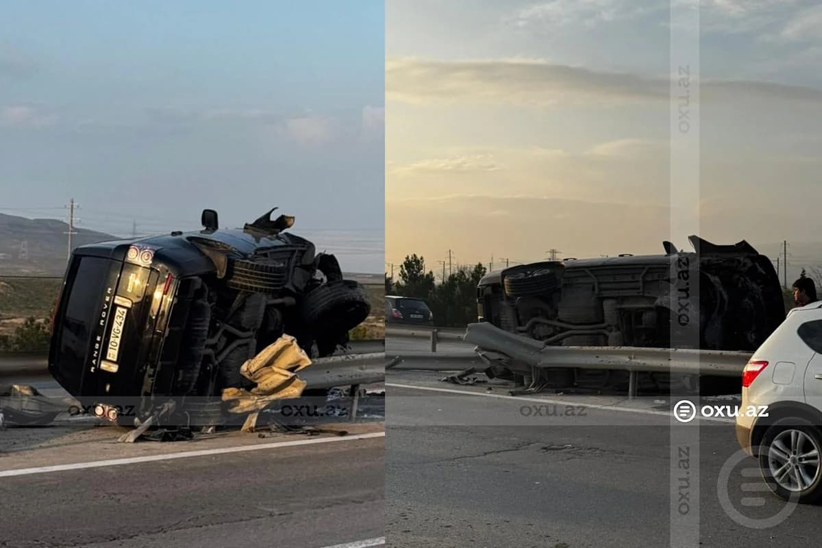 Bakı-Qazax yolunda qəza: Qadın sürücünün idarə etdiyi "Range Rover" aşdı - VİDEO - FOTO