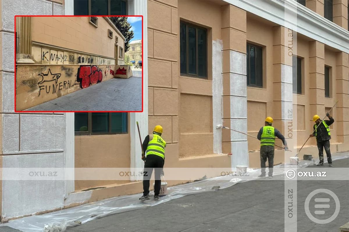 Vandalizm aktına məruz qalan Nizami Kino Mərkəzi üçün boya sifariş edildi - FOTO