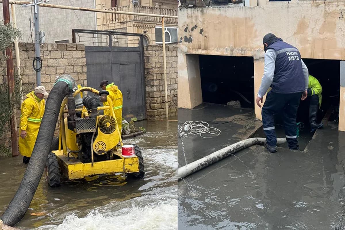 Bakıda intensiv yağışlar fəsadlar törədib: Qurumlar gücləndirilmiş rejimdə işləyirlər - FOTO