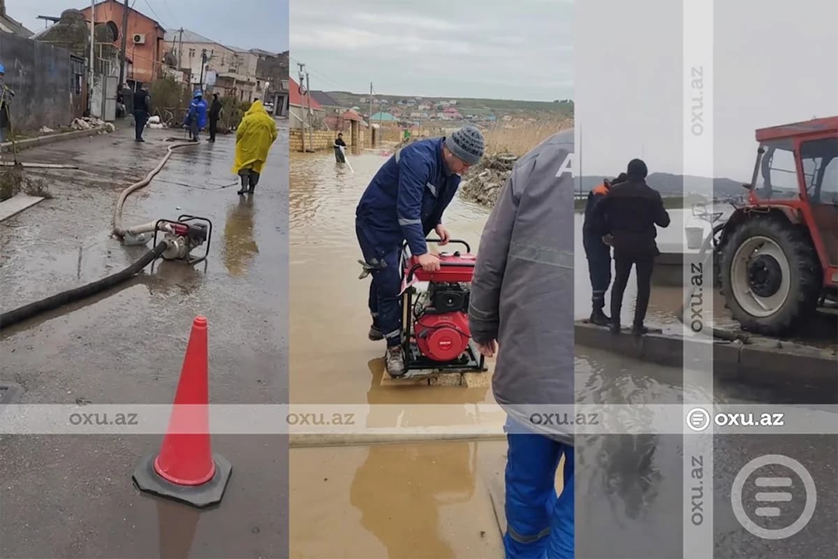 Ərazilərdən suyun çəkilməsi işləri davam etdirilir - VİDEO