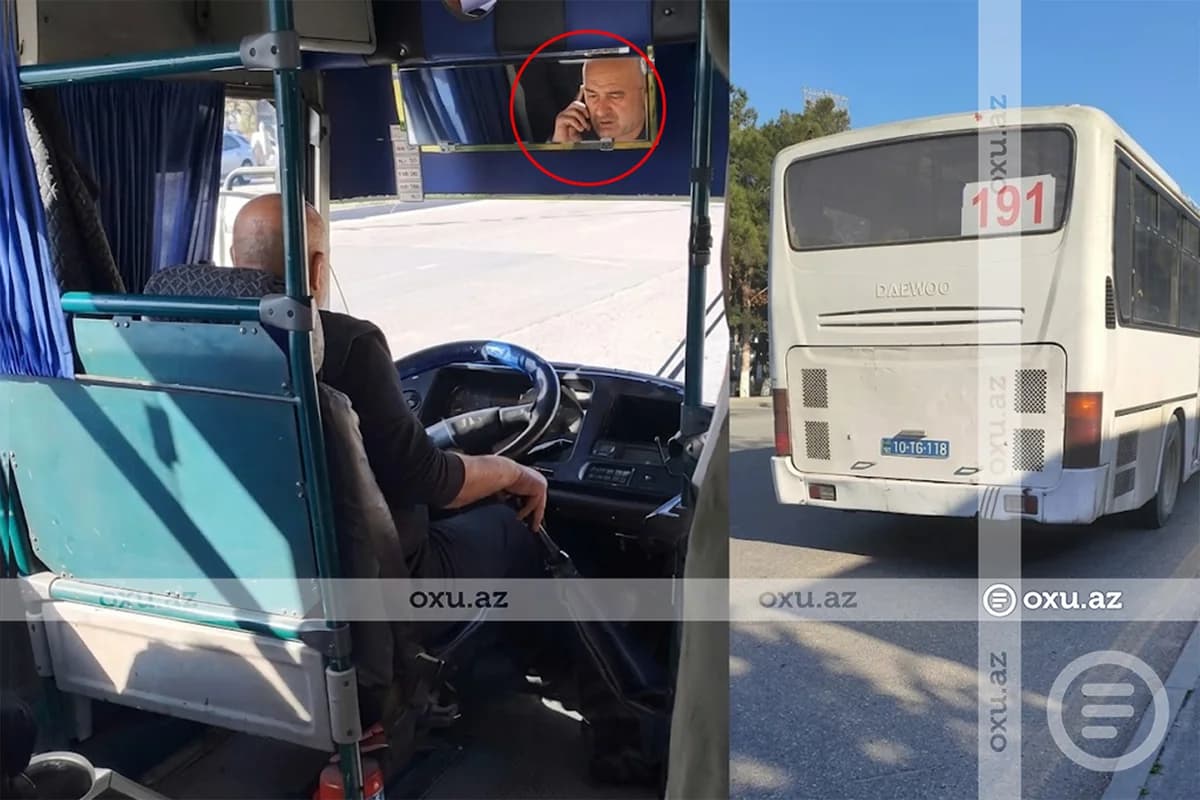 Sükan arxasında telefonla danışan avtobus sürücüsü CƏZALANDIRILDI - FOTO - VİDEO