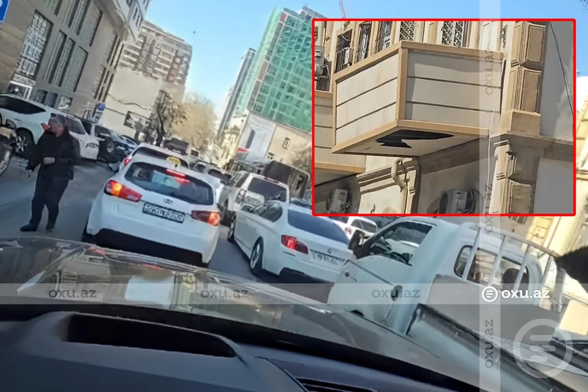 Metronun "28 May" stansiyasının yaxınlığında TƏHLÜKƏLİ VƏZİYYƏT: Eyvan hər an uça bilər - VİDEO