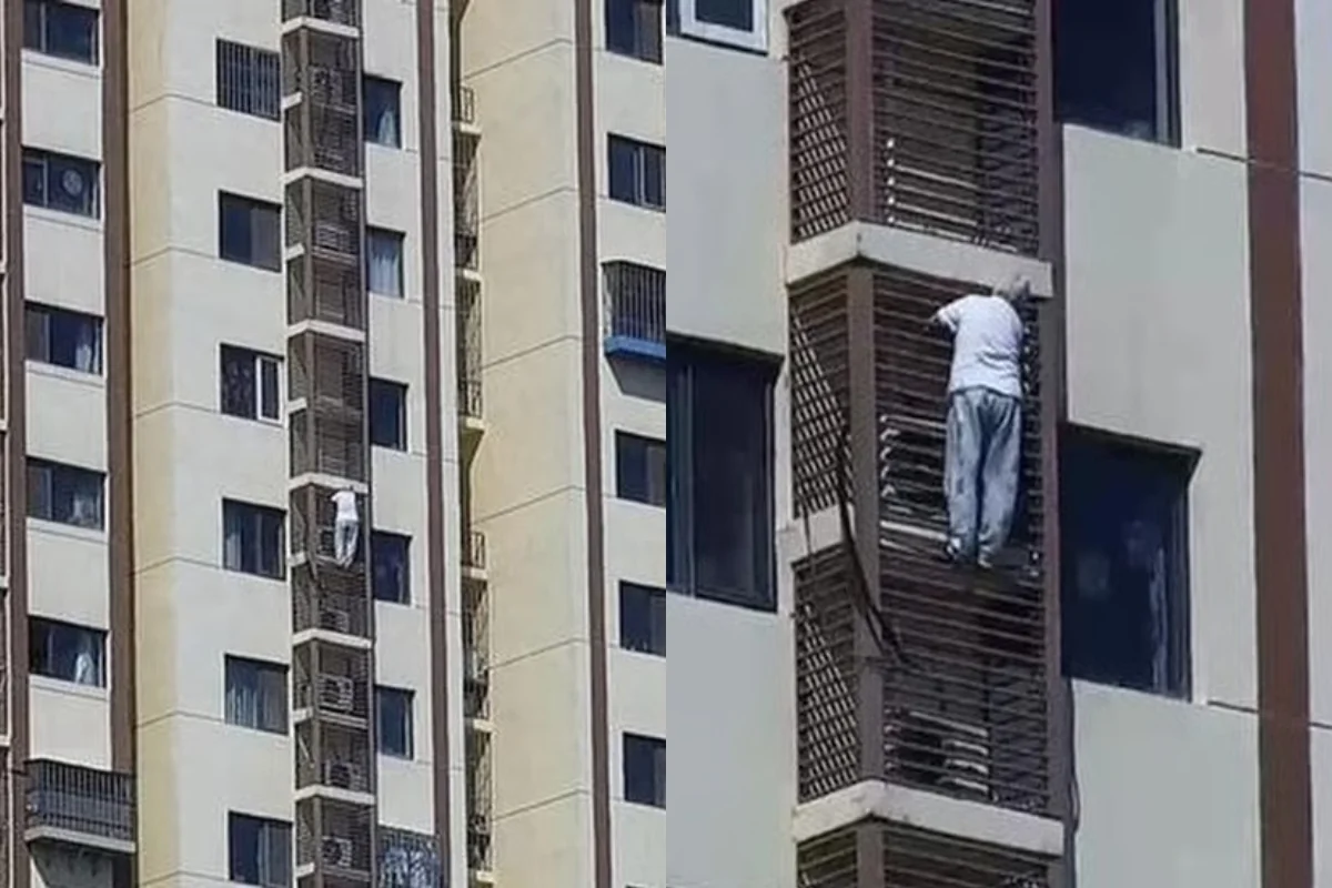 Çində 89 yaşlı qadın 27-ci mərtəbədən divarla enərək xilas olub