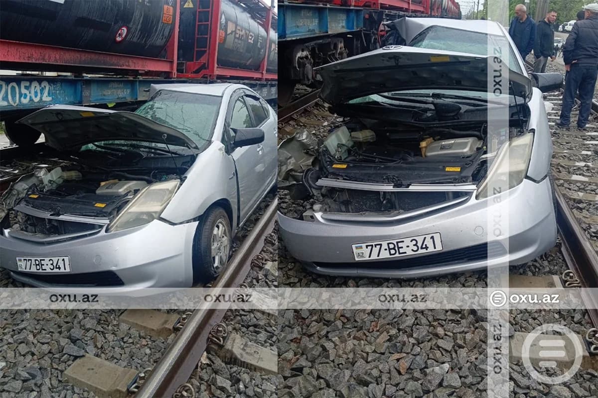Xaçmazda minik avtomobili lokomotivlə toqquşdu - FOTO